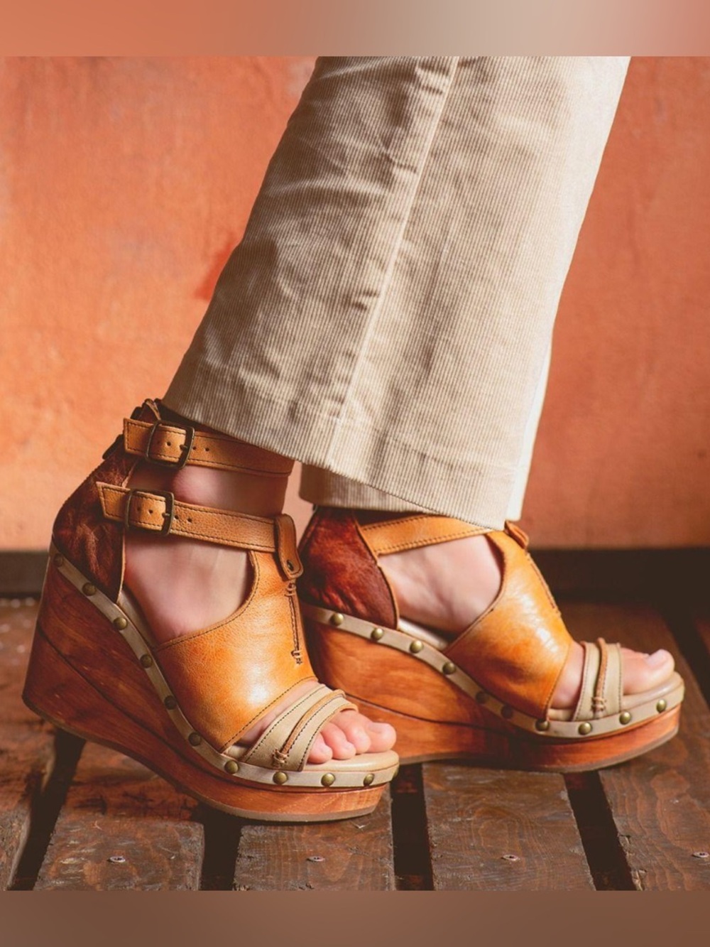 Bed Stu Princess Wedges Sandals Cafe Latte Lux NEW - Picture 7 of 8